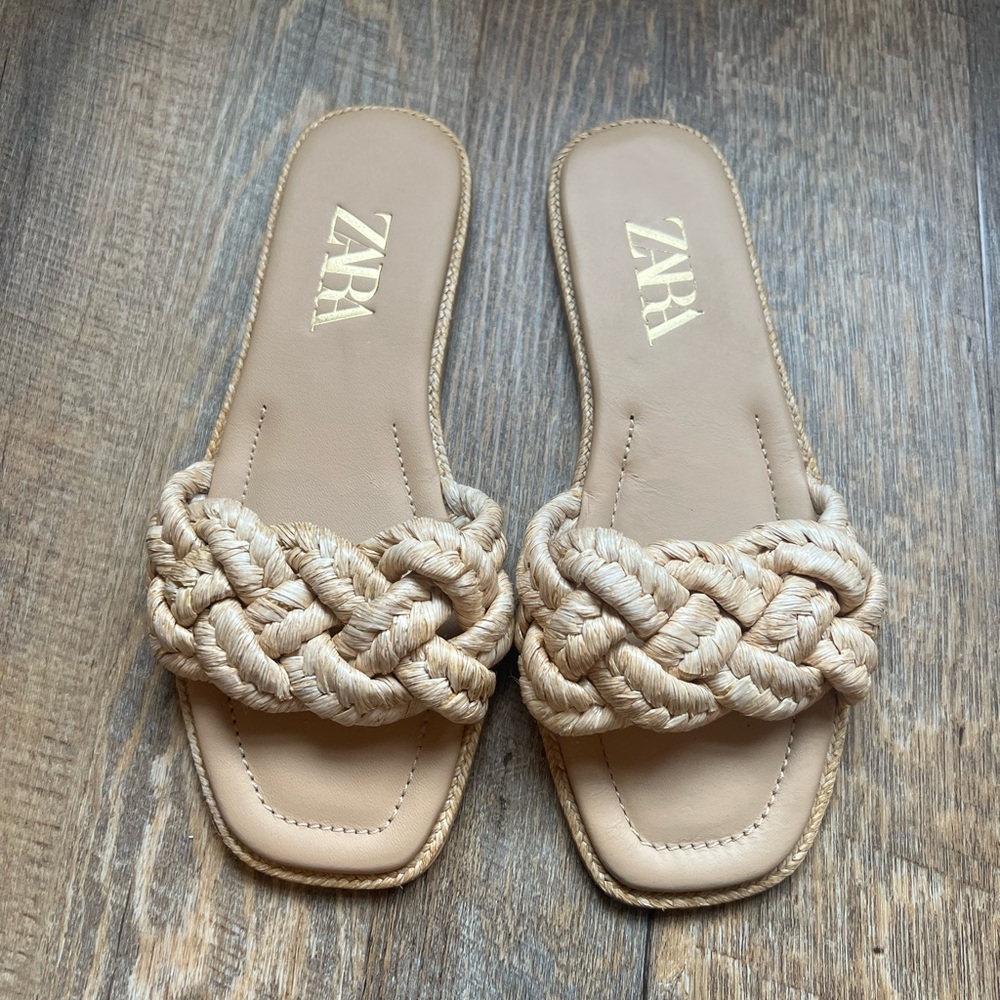 Zara Woven Slip-On Sandals
